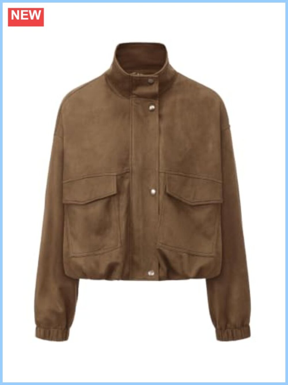 Faux Suede Bomber Jacket Oversized Cropped Long Sleeve Zip Up